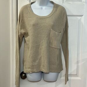 Madewell Sweater Women Beige Knit Cotton Blend Long Sleeve Slit Pullover size S